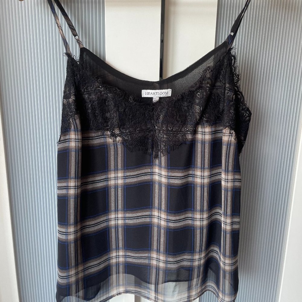 Plaid and lace Top